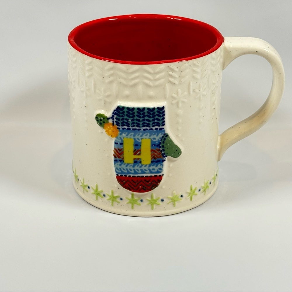 Anthropologie Coffee Tea Mug Bundled Up Monogram Letter H